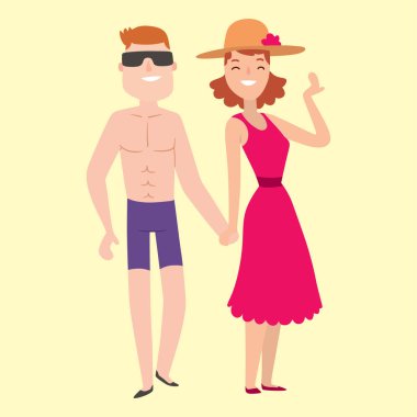 İnsanlar mutlu çift çizgi film ilişki karakter yaşam tarzı vektör çizim arkadaşlar rahat.