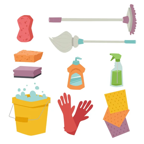 Reinigingsmiddel fles chemische huishoudelijk werk product zorg apparatuur schoonmaak vloeistof platte vectorillustratie wassen. — Stockvector