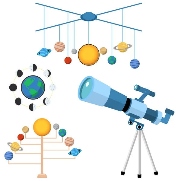 Astrologia astronomia ícones planeta ciência universo espaço radar cosmos signo universo vetor ilustração . — Vetor de Stock