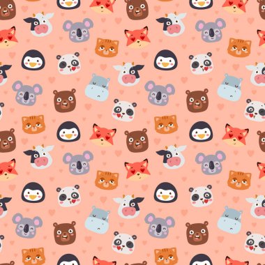 Hayvan duygu avatar vektör çizim simgeler seamless modeli