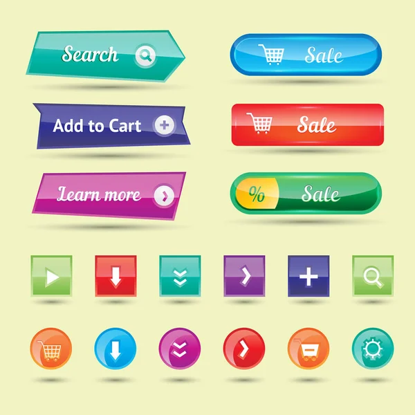 Κουμπιά πολύχρωμο ιστοσελίδα σχεδιασμό διανυσματικά Εικονογράφηση γραφικών ετικέτα ιλουστρασιόν internet πρότυπο banner. — Διανυσματικό Αρχείο