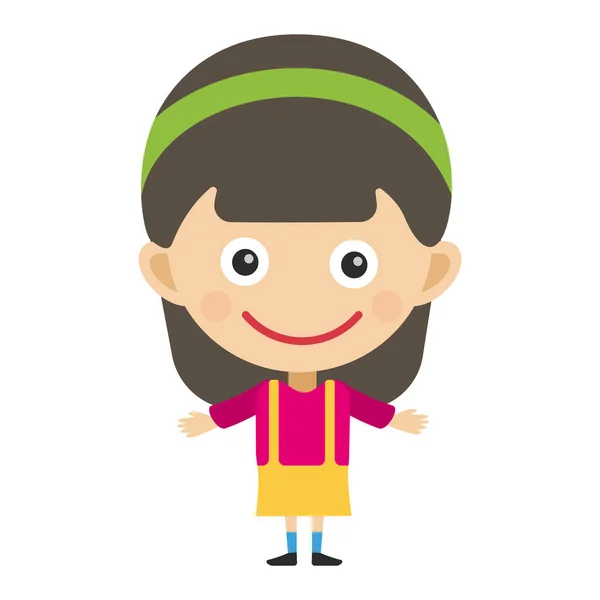 Chica retrato divertido feliz joven expresión lindo adolescente personaje de dibujos animados niño pequeño vector plano ilustración . — Vector de stock