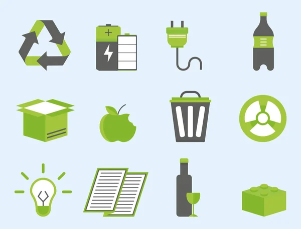 Recyclage des icônes de la nature tri des déchets environnement protection créative symboles illustration vectorielle . — Image vectorielle