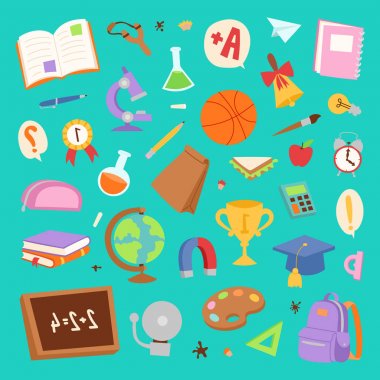 Okul simgeler Dikişsiz desen arka plan vektör.