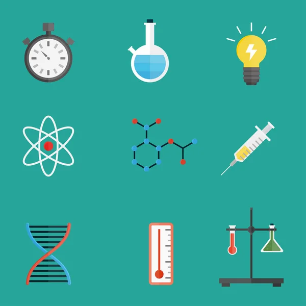 Os símbolos do laboratório testam o conceito científico do microscópio da molécula do projeto da biologia do laboratório médico e a ilustração do vetor dos ícones da química da ciência da biotecnologia . — Vetor de Stock