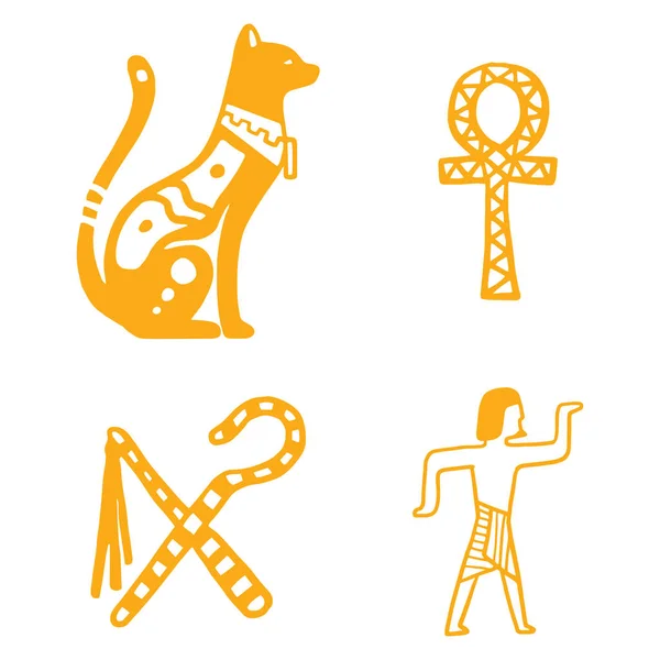 Egypte histoire de voyage sybols dessin à la main hiéroglyphe traditionnel style vectoriel illustration . — Image vectorielle