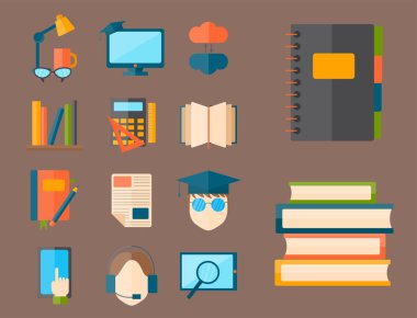 Eğitim ve okul vektör çizim web simgesi üniversite eğitim Enstitü simgeler ayarla.