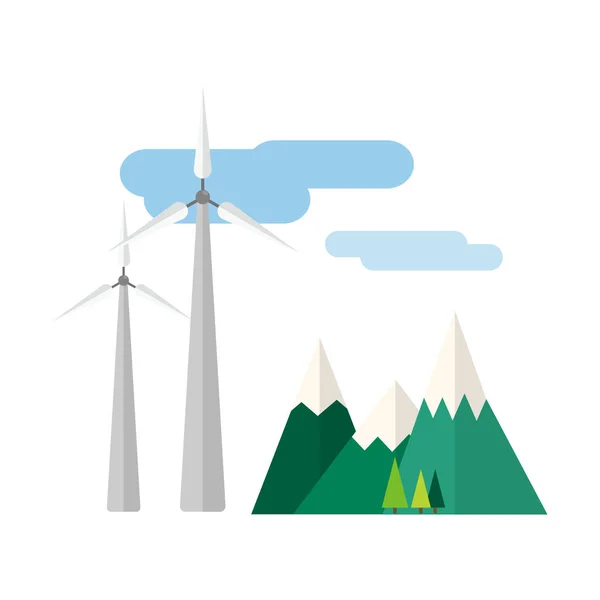 Energia alternativa e tecnologia delle centrali eoliche a turbina ecologica illustrazione vettoriale della natura rinnovabile — Vettoriale Stock