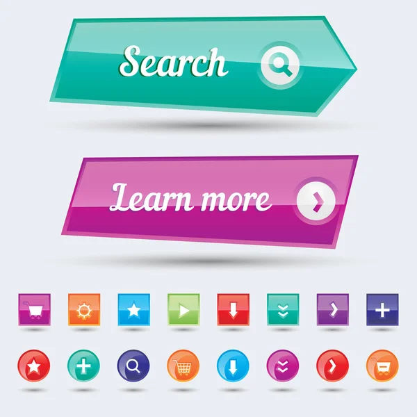 Bunt website buttons design vektor illustration glänzend grafik label internet template banner. — Stockvektor