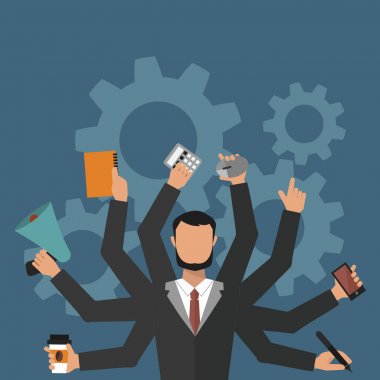 İş adamı office iş stres iş vektör çizim düz stil kişi Yöneticisi karakter