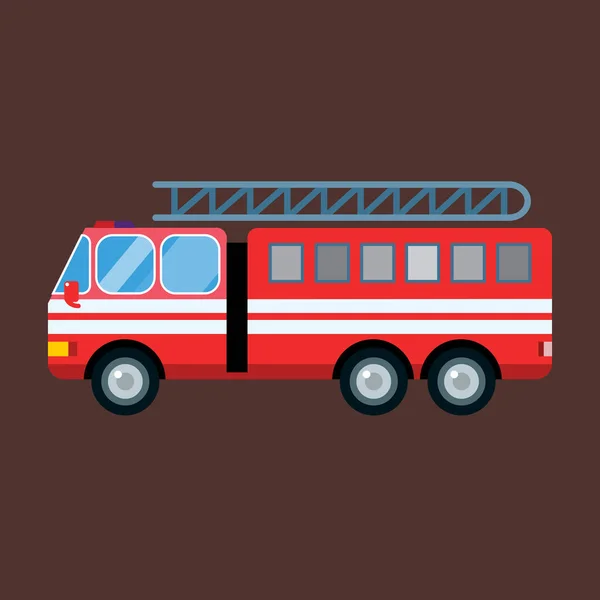 Feuerwehr LKW Auto Vektor Illustration isoliert Cartoon schnelle Notdienst Transport — Stockvektor