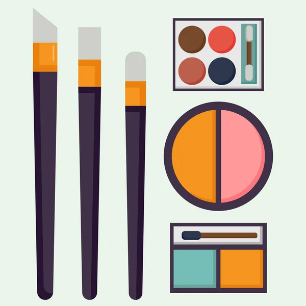Makeup ikoner parfym mascara vård borstar kam inför ögonskugga glamour kvinnliga tillbehör vector. — Stock vektor
