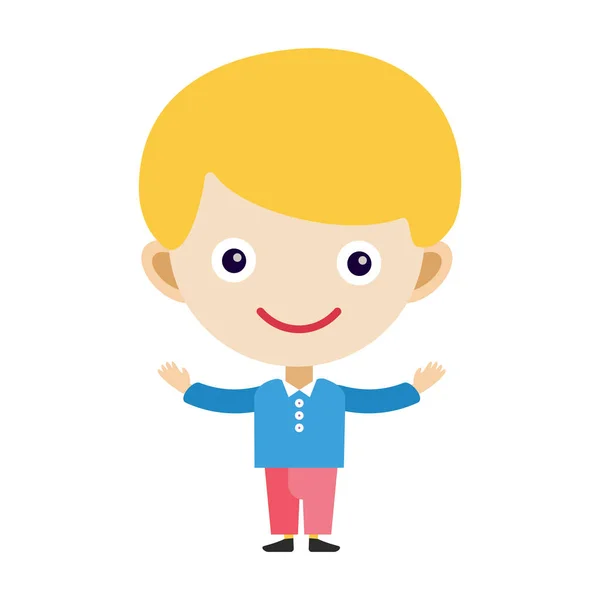 Boy portrait fun happy young expression cute teenager cartoon character little kid flat vector illustration. — Stock Vector