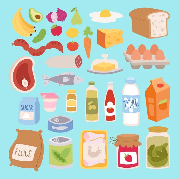 Everyday food icons patchwork vector. — Stock Vector
