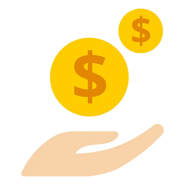 Handen met geld munten op witte achtergrond zetten concept van besparingen donatie betalen — Stockvector