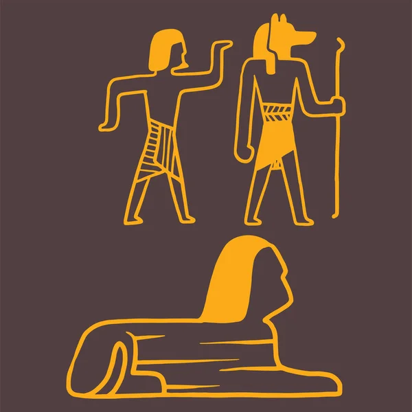 Ägypten Reise Geschichte Symbole handgezeichnet Design traditionelle Hieroglyphen Vektor Illustration Stil. — Stockvektor