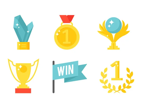 Vector trophée champion tasse plat icône gagnant prix d'or succès sportif meilleure illustration de victoire d'or . — Image vectorielle