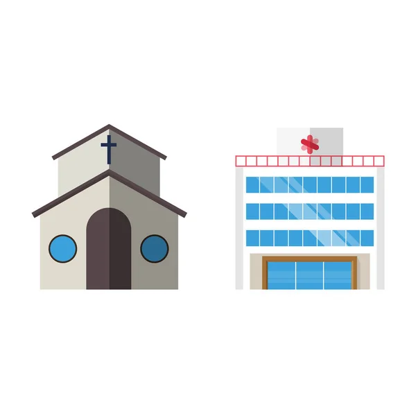 Cartoon kerk gevel vector illustratie kathedraal exterieur Christendom het platform. — Stockvector