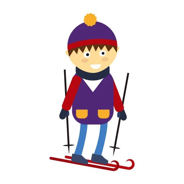 Menino de Natal jogando jogo de inverno feliz lazer criança personagem vetor ilustração — Vetor de Stock