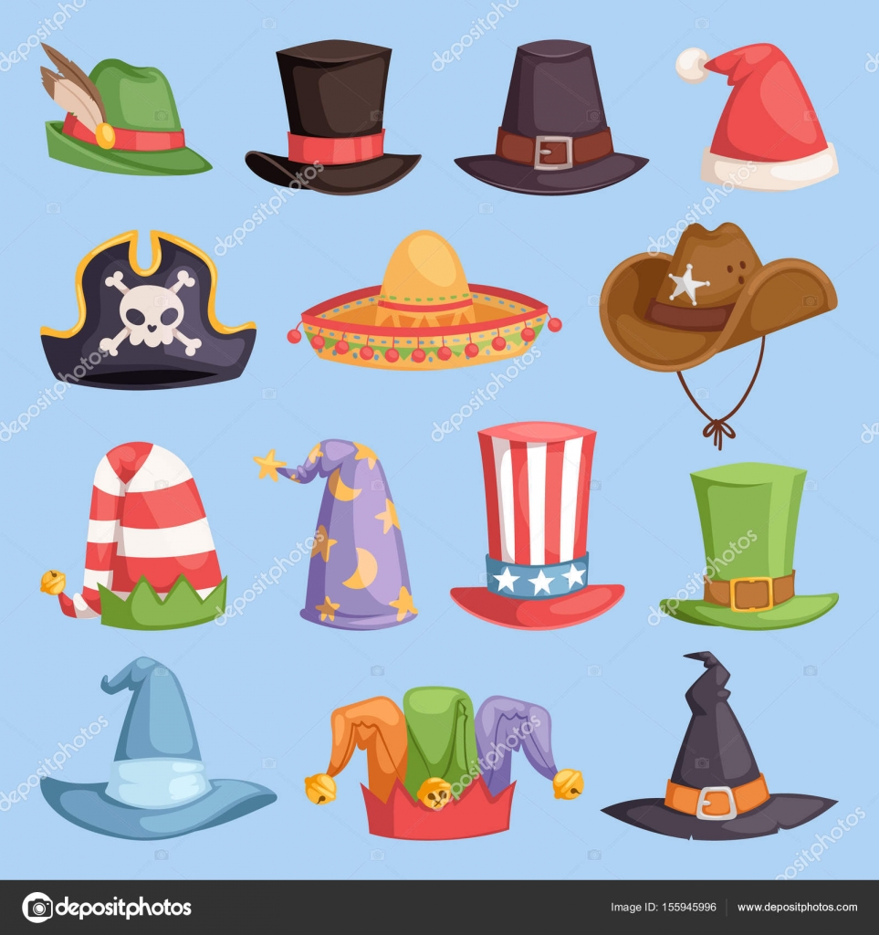 Different funny hats for party and holidays masquerade vector Stock