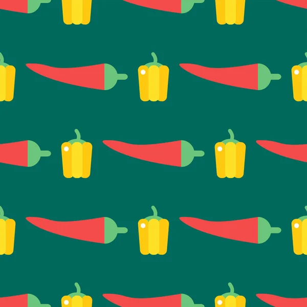 Piros chili paprika egészséges növényi varrat nélküli mintát vintage illusztráció élelmiszer zöldség-háttér — Stock Vector