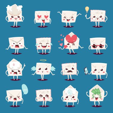 Zarf iletisi emojji karakter duygular vektör çizim yüz.