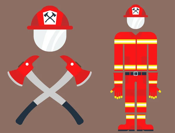 Equipamento de segurança contra incêndio ferramentas de emergência bombeiro perigo seguro proteção contra acidentes vetor ilustração . — Vetor de Stock