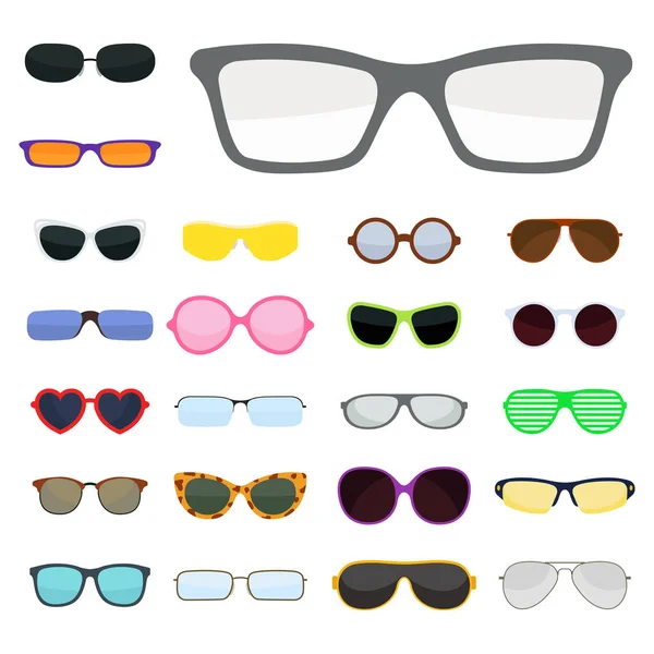 Mode set lunettes de soleil accessoire lunettes de soleil cadre en plastique moderne lunettes vecteur illustration . — Image vectorielle