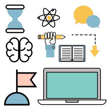 Eğitim okul vektör çizim web anahat simgeleri üniversite eğitim Enstitü simgeler ayarla.