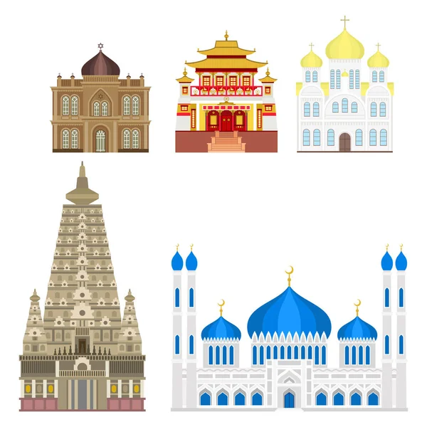 De bouw van de kathedraal kerk tempel traditionele landmark toerisme vectorillustratie — Stockvector