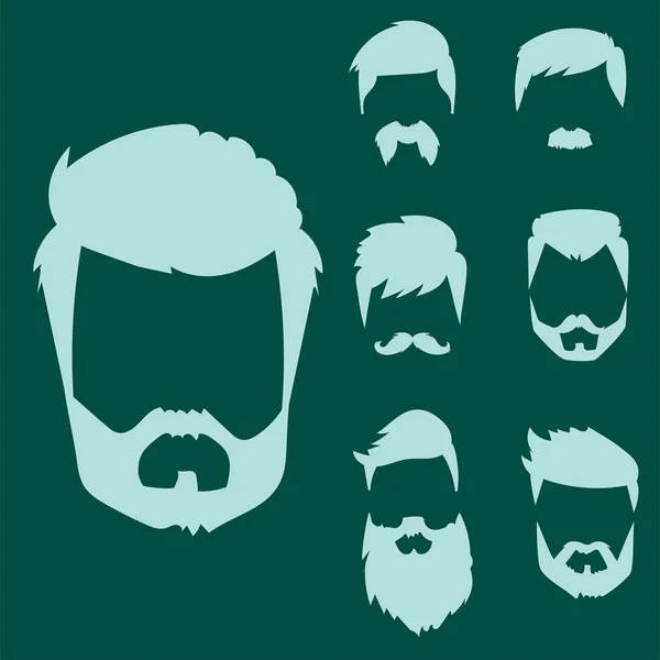 Conjunto vectorial de hipster estilo de pelo retro bigote vintage viejo afeitado barba facial masculina corte de pelo aislado ilustración — Vector de stock