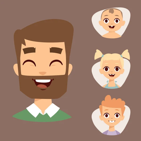 Conjunto de vetores belos emoticons rosto de pessoas avatares sorridentes personagens felizes ilustração — Vetor de Stock