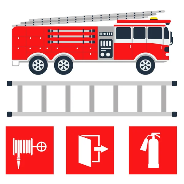 火災安全装置緊急ツール消防安全危険事故保護ベクトル図. — ストックベクタ