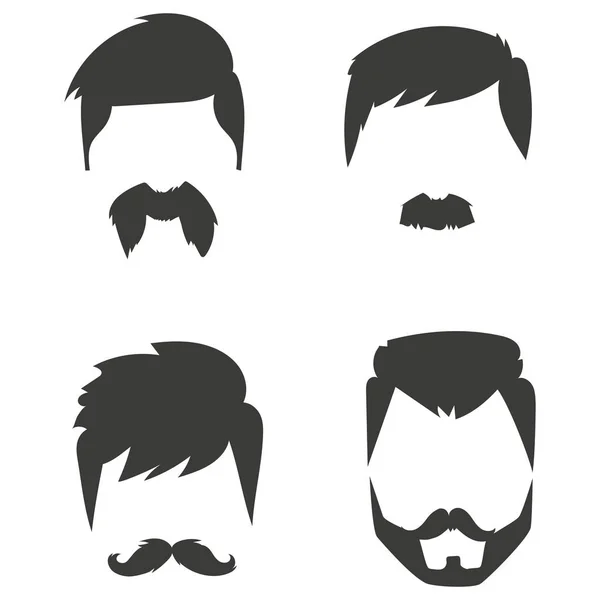 Ensemble vectoriel de moustache style cheveux rétro hipster vintage vieux rasage masculin barbe coupe de cheveux isolé illustration — Image vectorielle