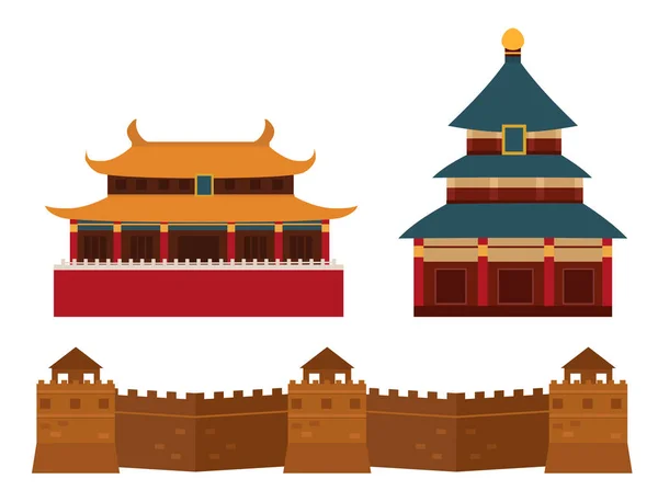 Gran pared de China beijing Asia hito ladrillo arquitectura cultura historia vector ilustración . — Archivo Imágenes Vectoriales