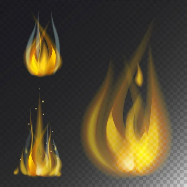 Fuego llama caliente quemadura vector icono caliente peligro y cocinar amarillo hoguera luz fuego ardiente fogata . — Archivo Imágenes Vectoriales