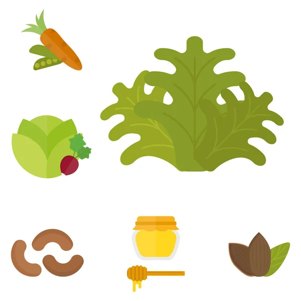 Veganské potraviny příroda restaurace ovoce vegetariánské zdravá strava zeleninové vektorové ilustrace — Stockový vektor