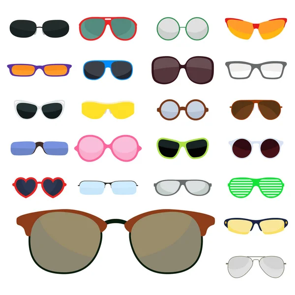 Mode set lunettes de soleil accessoire lunettes de soleil cadre en plastique moderne lunettes vecteur illustration . — Image vectorielle