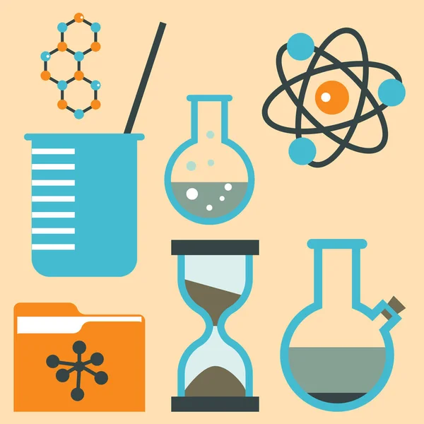 Lab symbolen testopzet medisch laboratorium wetenschappelijke biologie science chemie iconen vector illustratie. — Stockvector