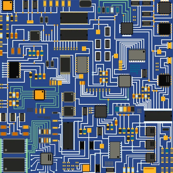 Equipo chip tecnología procesador circuito placa base sistema de información vector ilustración — Vector de stock