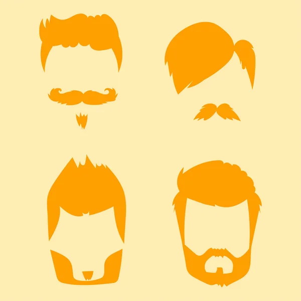 ヒップスター レトロな髪スタイル口ひげヴィンテージ古いひげをそる男性の顔のひげ分離カット イラストのベクトルを設定 — ストックベクタ