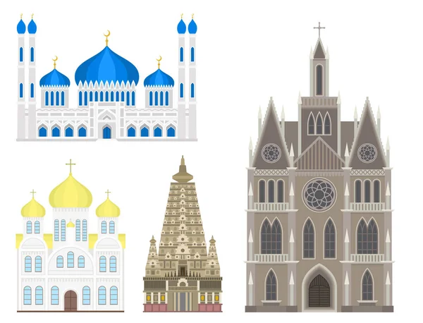 Cathédrale église temple bâtiment traditionnel point de repère tourisme vecteur illustration — Image vectorielle