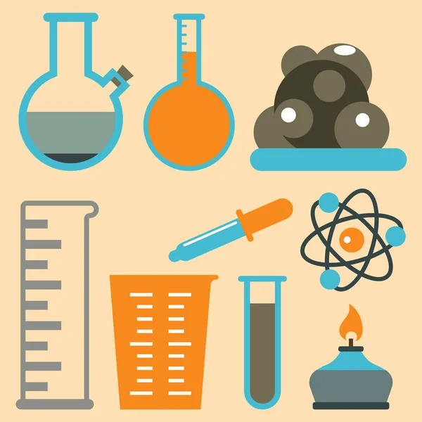 Tıbbi Laboratuar bilimsel biyoloji tasarım bilim kimya simgeler illüstrasyon vektör laboratuvar sembolleri test. — Stok Vektör