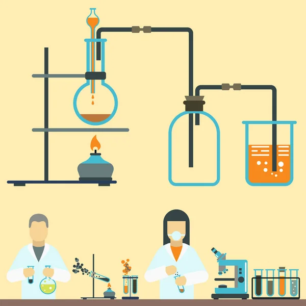 Símbolos de laboratorio prueba laboratorio médico biología científica diseño ciencia química iconos vector ilustración . — Vector de stock