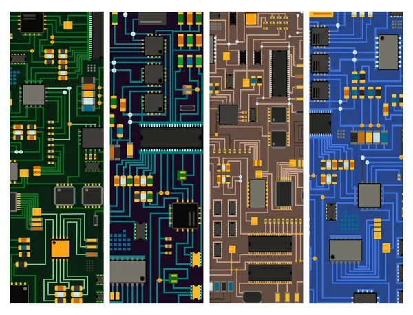 Computer chip technologie processor circuit moederbord informatie systeem vectorillustratie — Stockvector