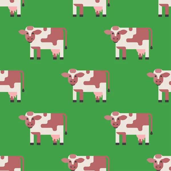 Cow gård djur tecken vektor illustration nötkreatur däggdjur naturen vilda nötkött jordbruk sömlösa mönster. — Stock vektor