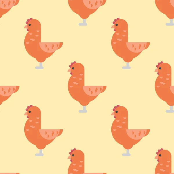 Cute kartun vektor ayam vektor ilustrasi peternakan ayam pertanian hewan ternak domestik pola mulus karakter domestik - Stok Vektor