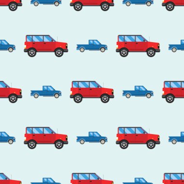 Kamp tatil seyahat araba yaz Dikişsiz desen römork ev vektör çizim düz taşıma