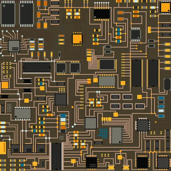 Equipo chip tecnología procesador circuito placa base sistema de información vector ilustración — Archivo Imágenes Vectoriales