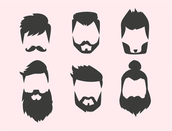 Ensemble vectoriel de moustache style cheveux rétro hipster vintage vieux rasage masculin barbe coupe de cheveux isolé illustration — Image vectorielle